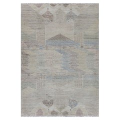 Tapis de laine texturé Countryside bleu clair, beige, fait main par Doris Leslie Blau