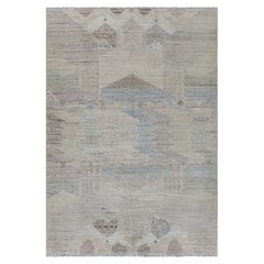 Countryside Textural Light Blue, Beige Handmade Wool Rug by Doris Leslie Blau