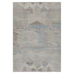 Countryside Textural Light Blue, Beige Handmade Wool Rug by Doris Leslie Blau