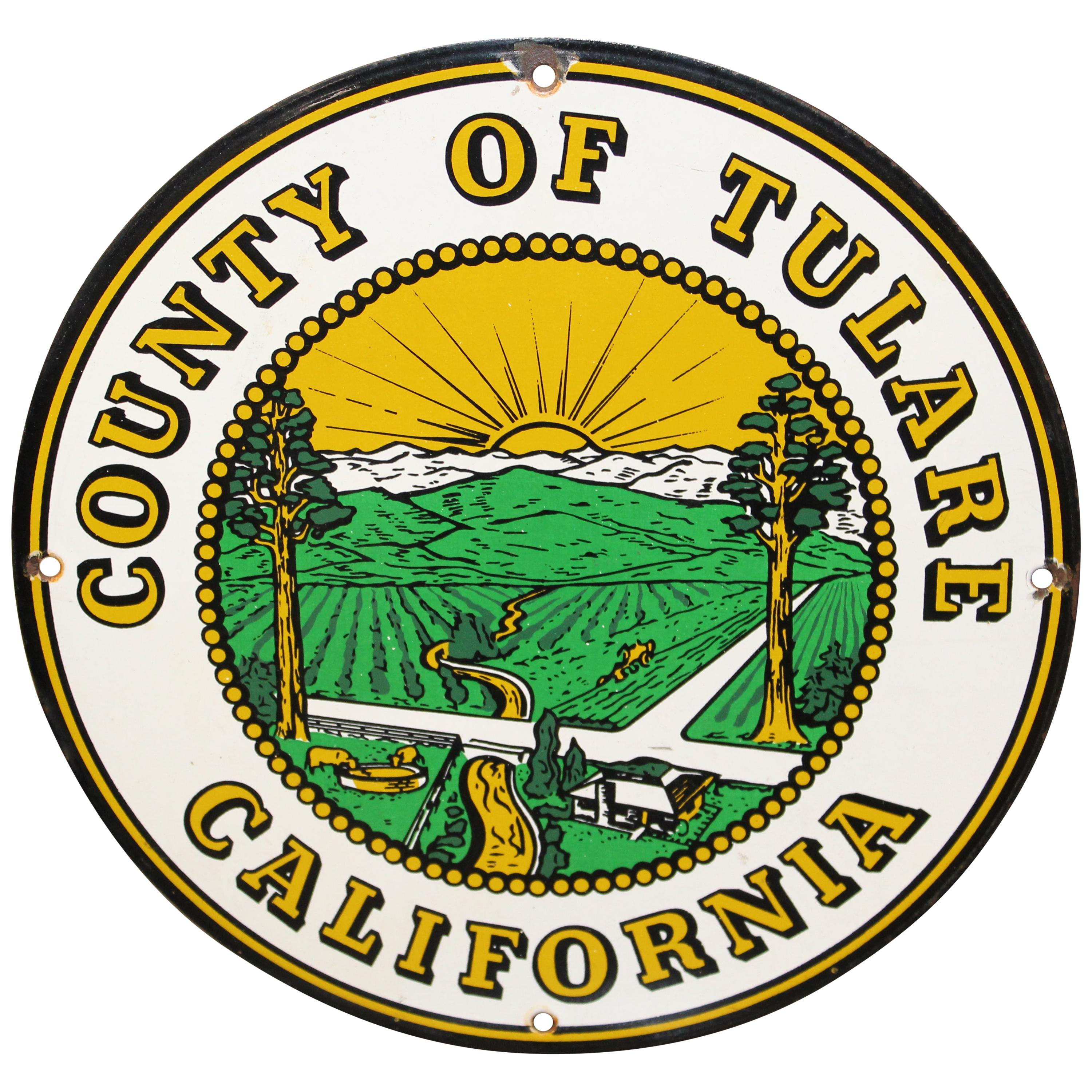 County of Tulare California Truck Door Porcelain Sign For Sale