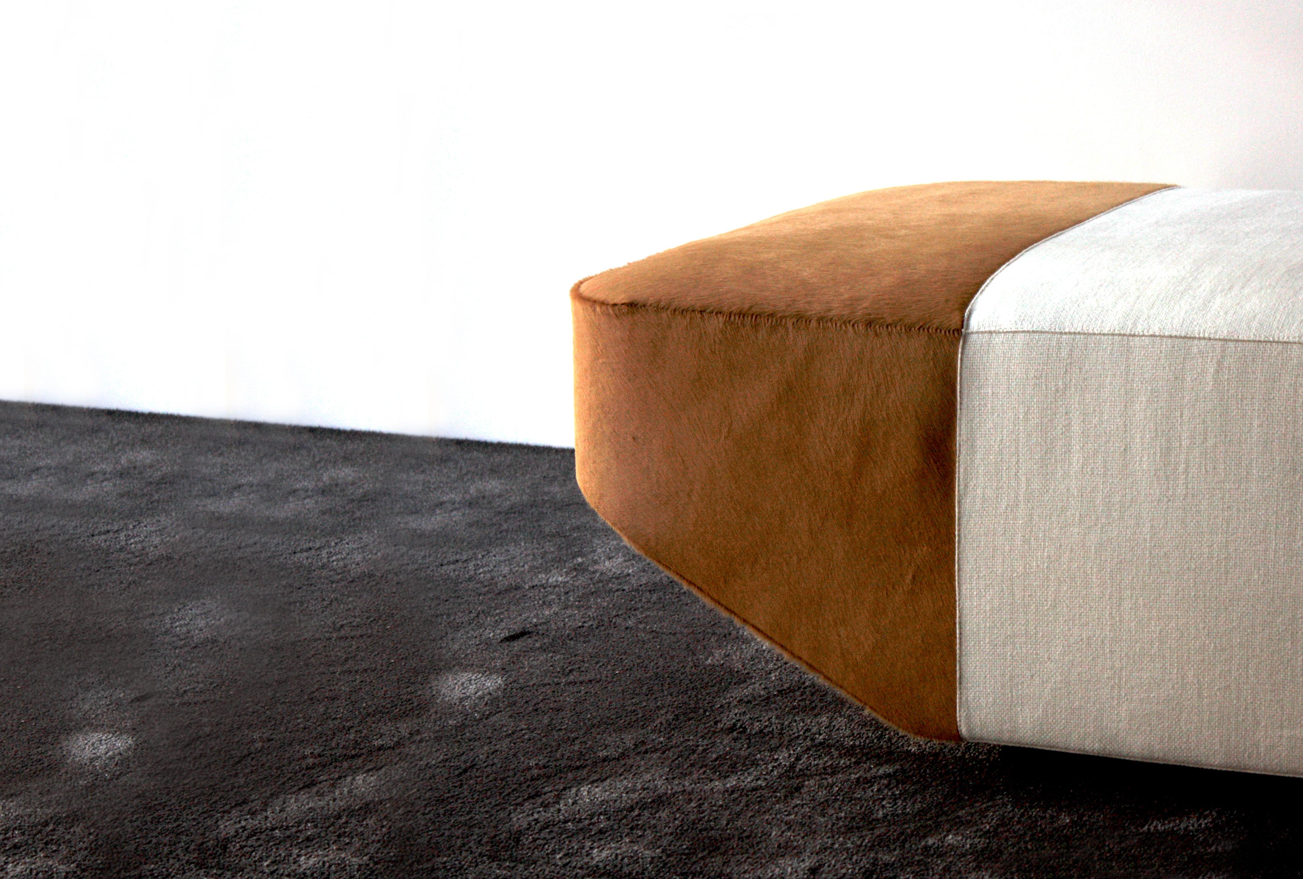 Post-Modern Coupè 120 Beech And Charade 101 And Pony 1023 Upholstery Pouf by Casa Casati For Sale