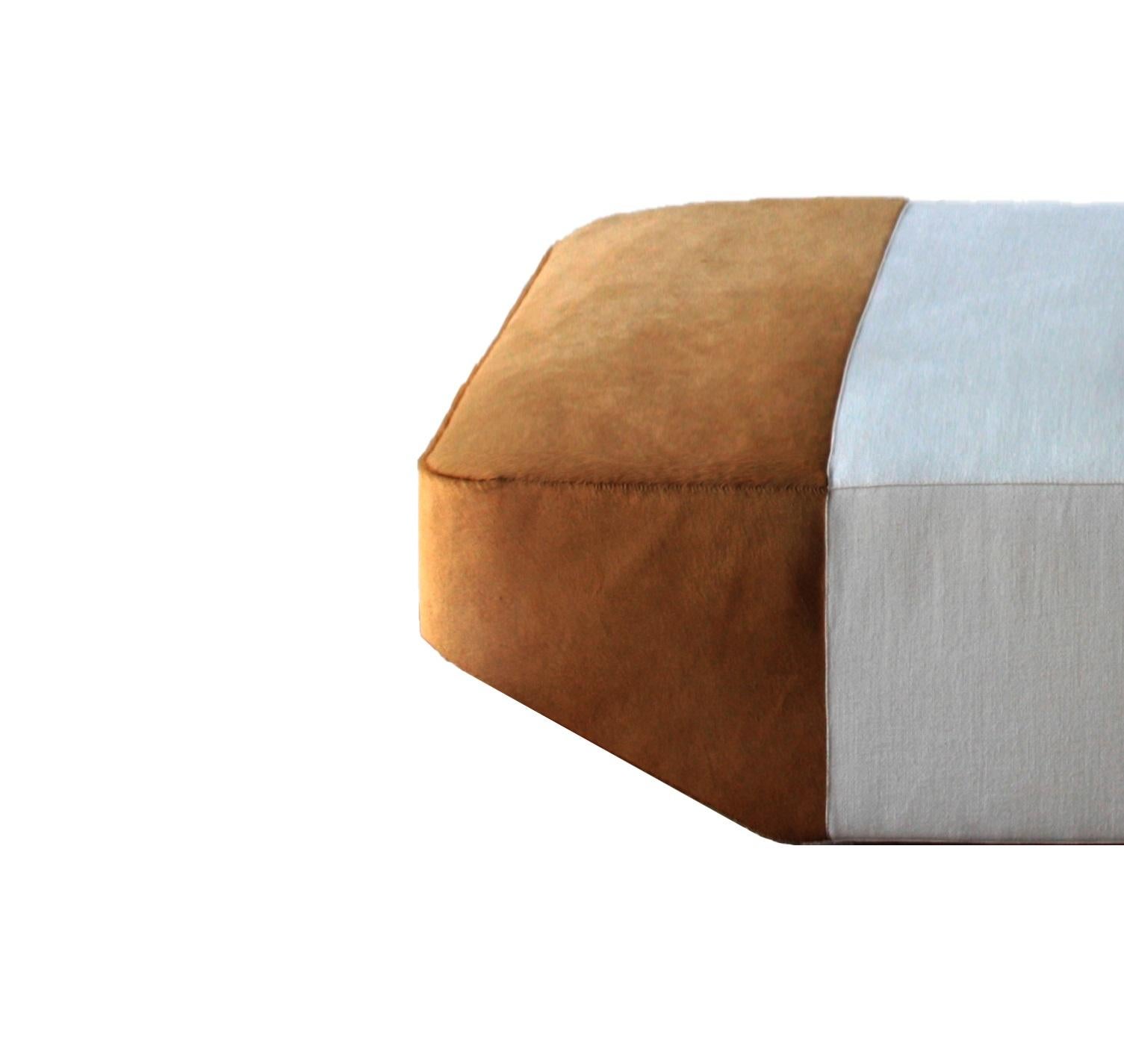 Coupè 120 Beech And Charade 101 And Pony 1023 Upholstery Pouf by Casa Casati In New Condition For Sale In Geneve, CH
