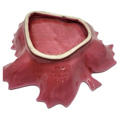 Coupe Vallauris en céramique Francaise forme feuille rose French Riviera  1960