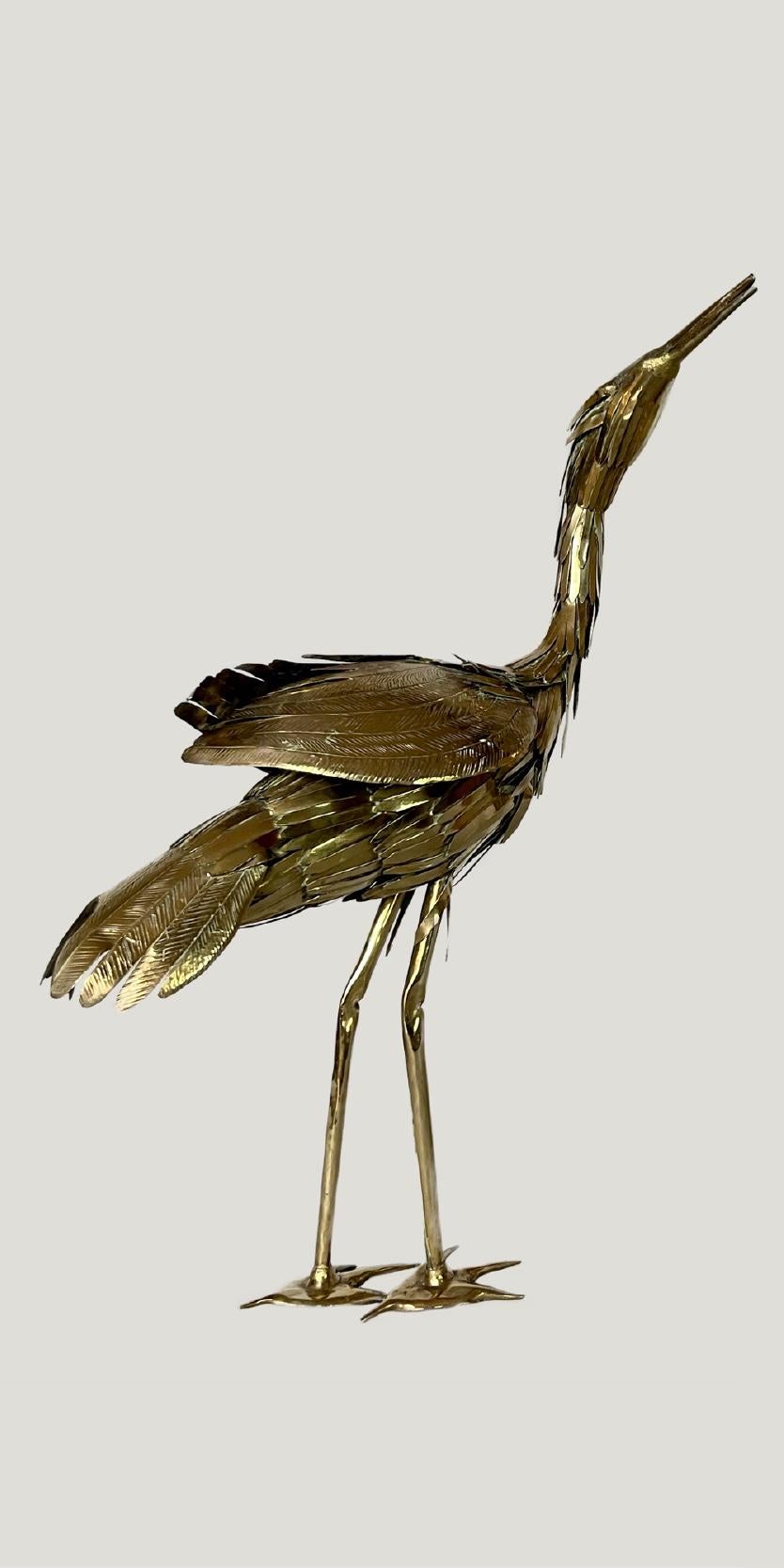 Metà XX secolo Coppia di aironi in ottone di Michel Jarry (1965) in vendita