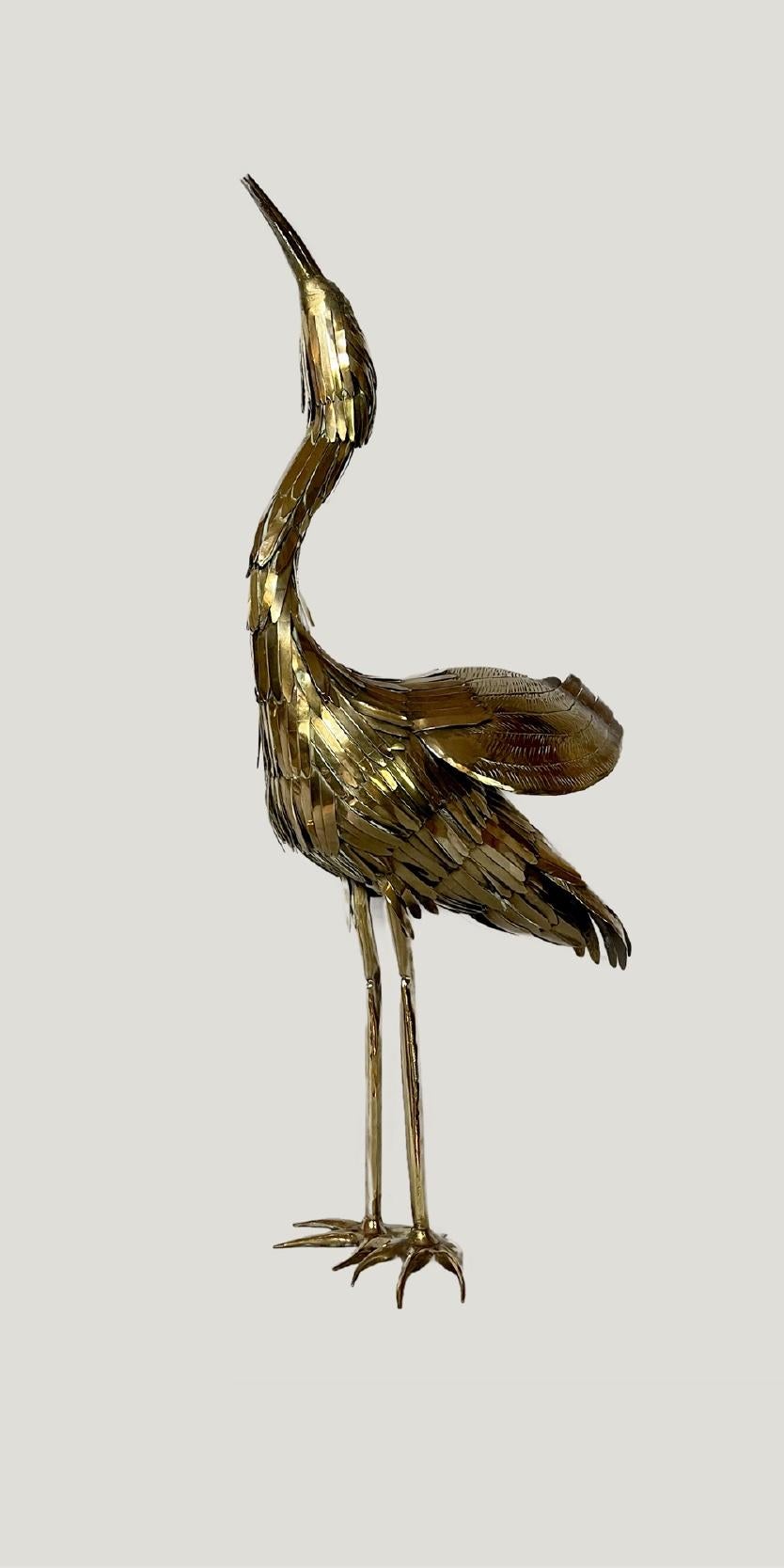 Ottone Coppia di aironi in ottone di Michel Jarry (1965) in vendita