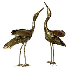 Pair of brass herons by Michel Jarry (1965)