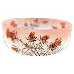 Antique Coupe ou  jardinière Charles Vessiere Nancy Art Nouveau décor de chardons