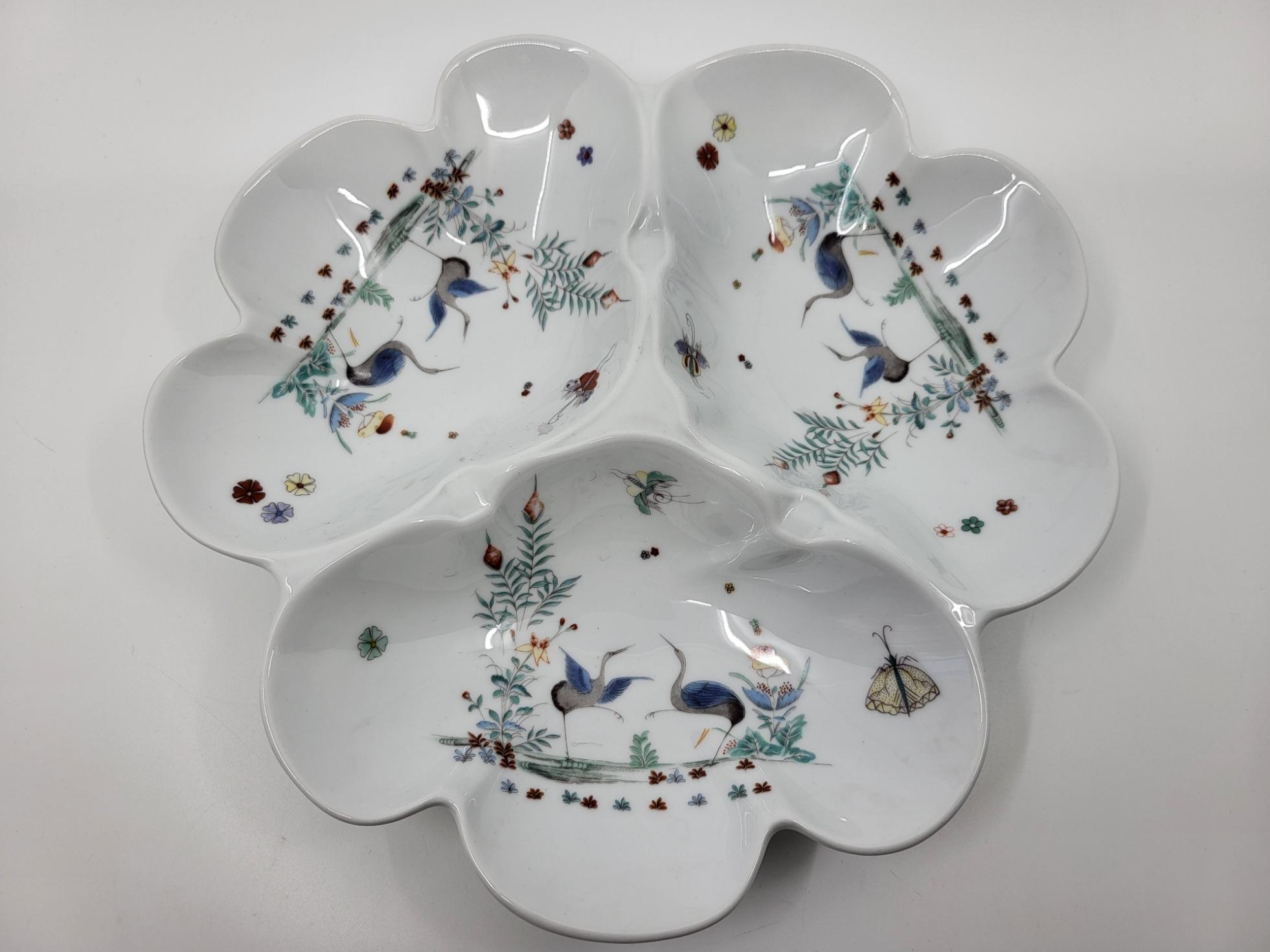 Francese Coppa  Porcelaine du Lys Royal décor Chantilly XVIIIe Francia in vendita