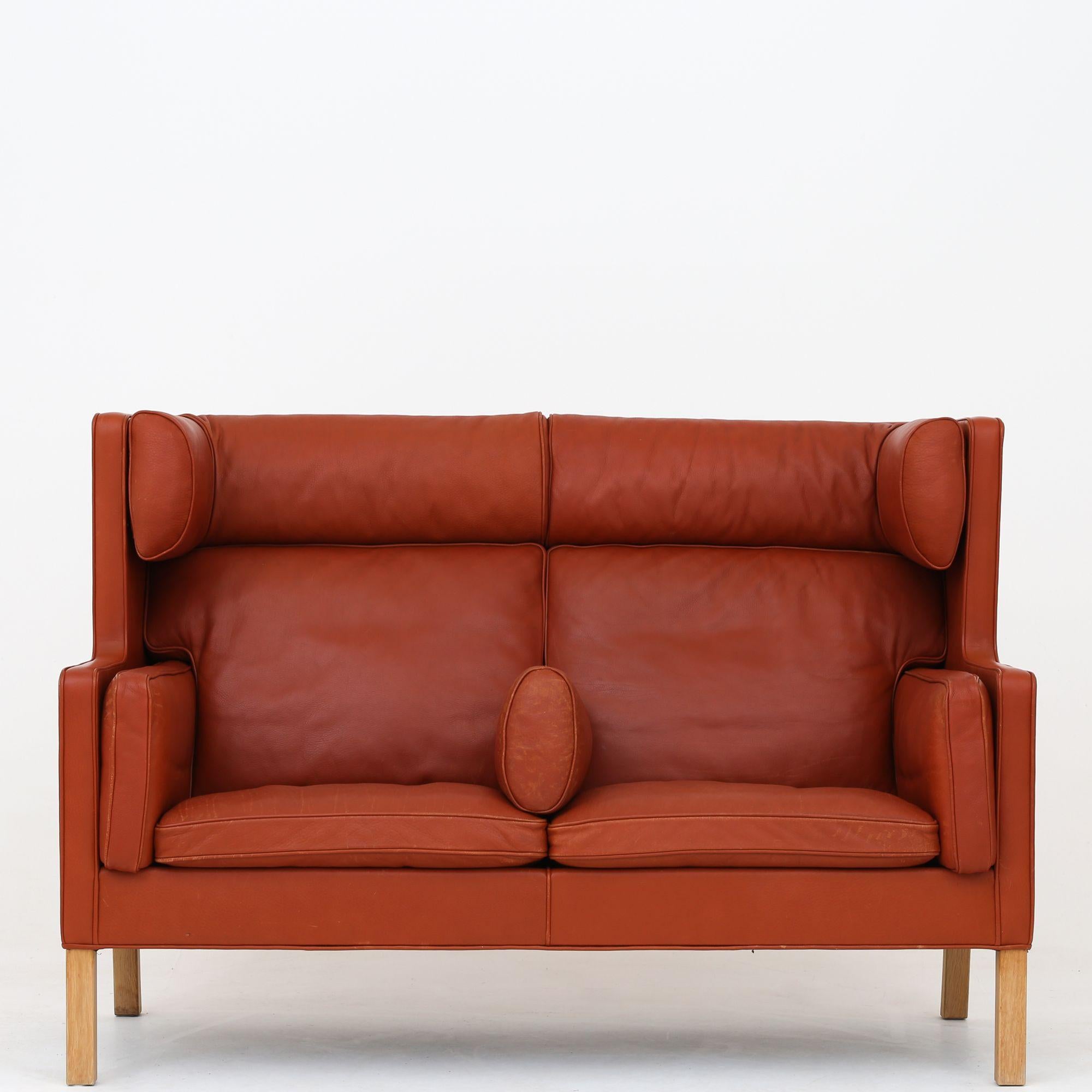 Leather Coupé Sofa by Børge Mogensen For Sale