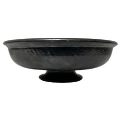Coupe sur pied piedouche céramique émail noir Jean Marais, Vallauris, France