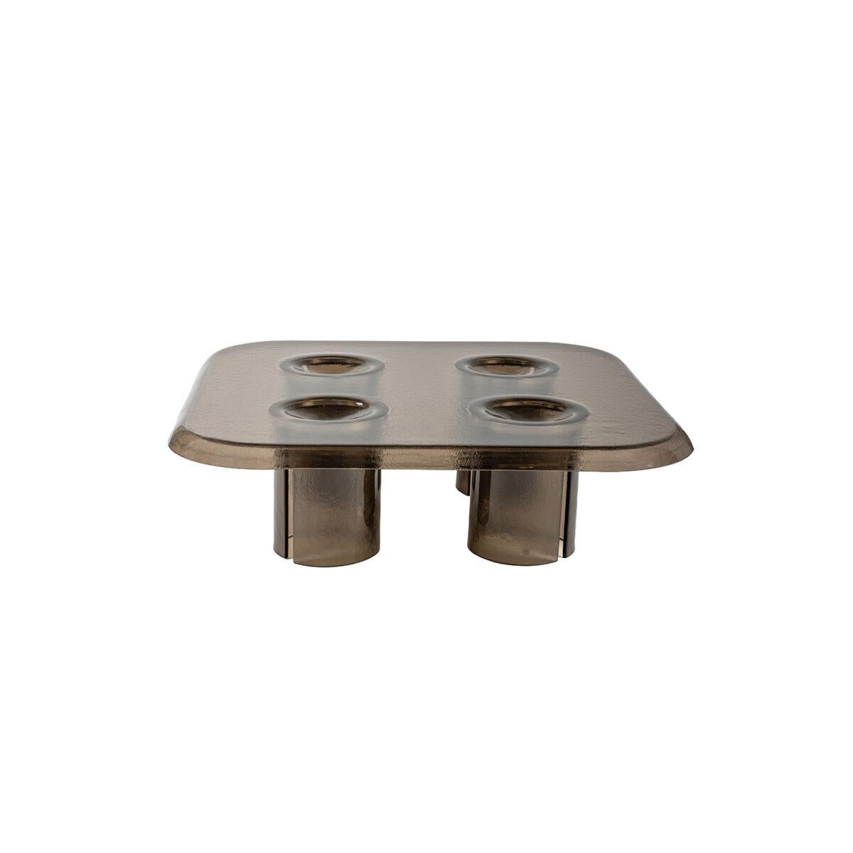 Steel Coupelle coffee table in Transparent glass by Marie et Alexandre for Driade For Sale
