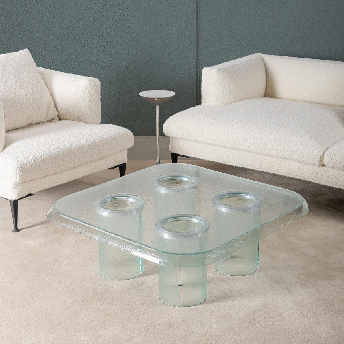 Coupelle coffee table in Transparent glass by Marie et Alexandre for Driade For Sale 1