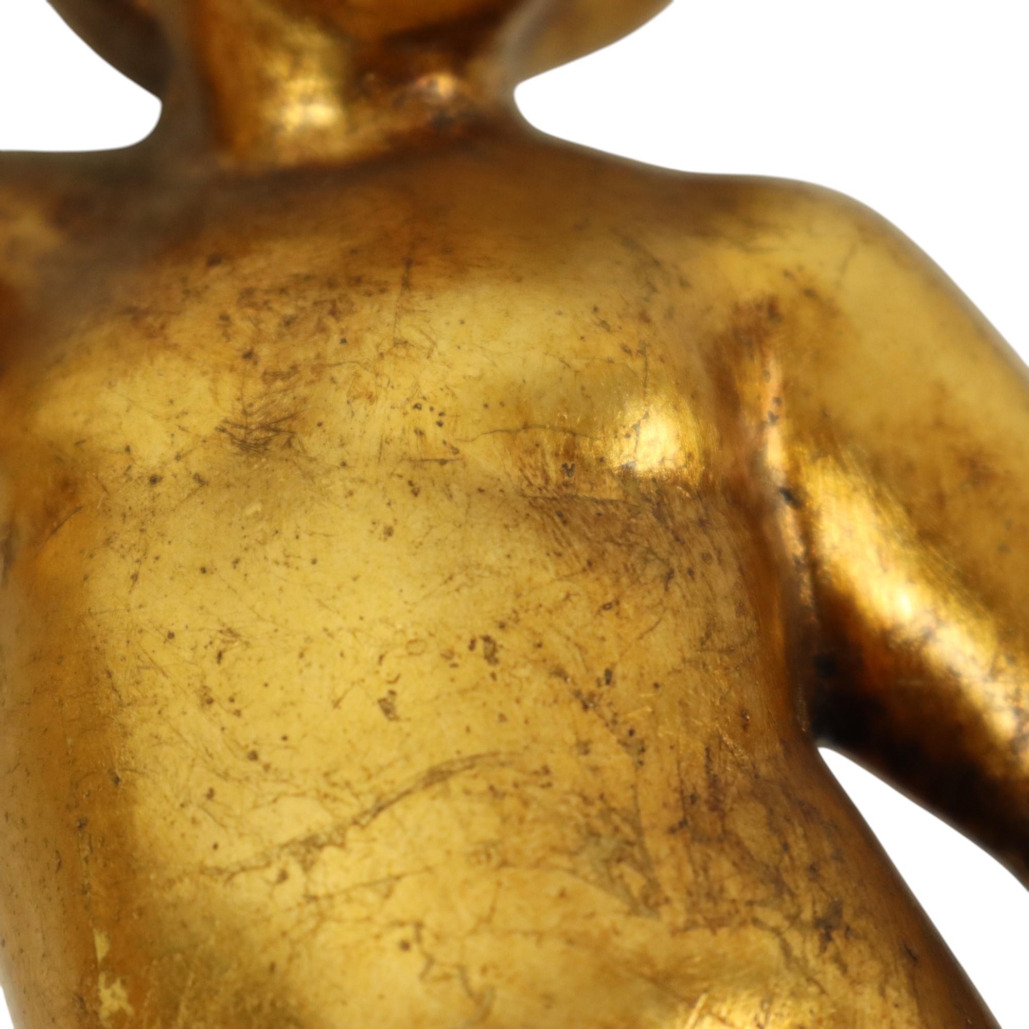 Paar Engel Putti Statuen Blattgold vergoldet Stuck 29cm im Angebot 8