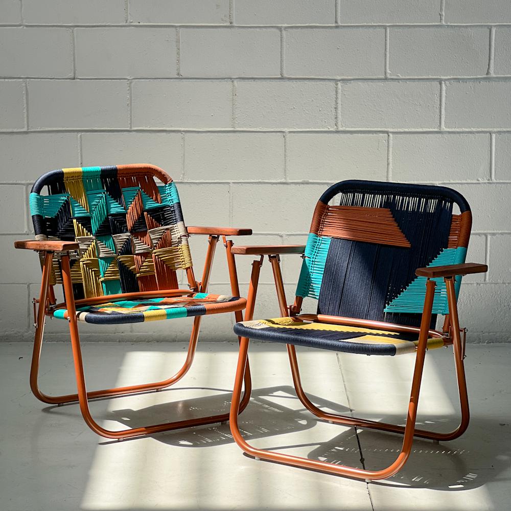 - Trama 7 and 10 - main color: navy - secondary color: mustard, sapphire, ocher, sand.
- structure color: bronze tropical.

beach chair, country chair, garden chair, lawn chair, camping chair, folding chair, stylish chair, funky chair,