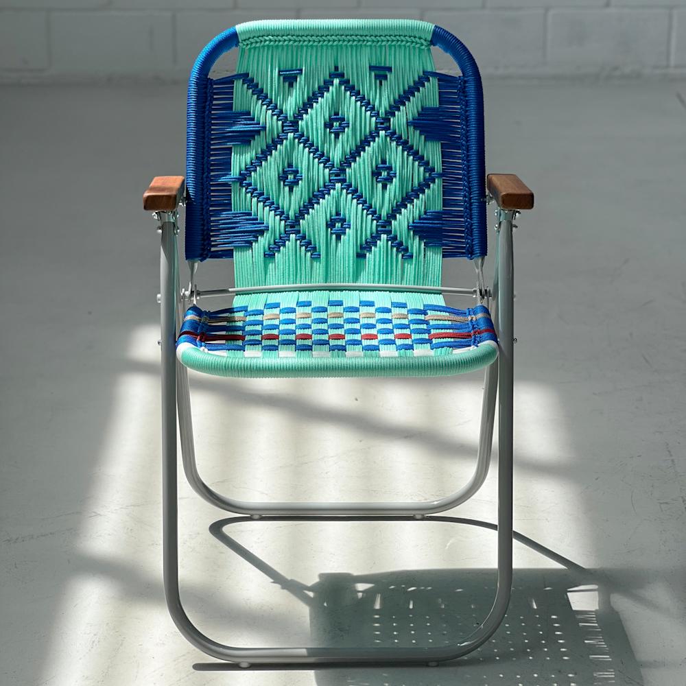 Aluminum Couple beach chair high Japú Trama Classic and 4 - Outdoor area - Dengô Brasil For Sale