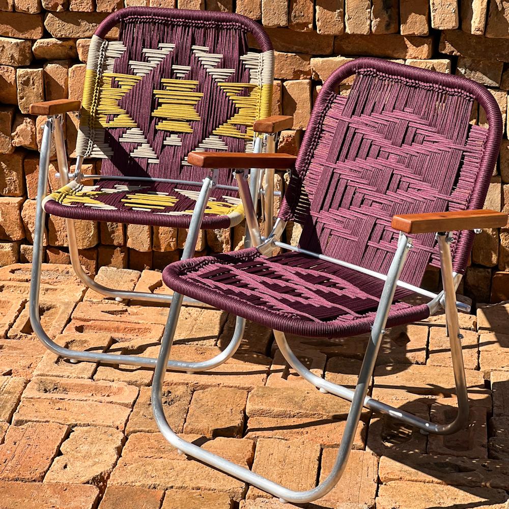 - Trama 3 and Tapeta 1 - main color: burgundy - secundary color: sand, mustard.
- structure color: natural aluminum

beach chair, country chair, garden chair, lawn chair, camping chair, folding chair, stylish chair, funky chair

DENGÔ -
A handmade