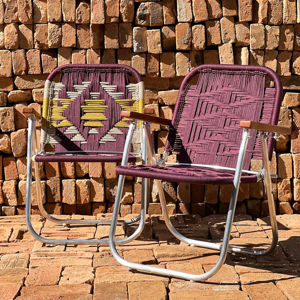 Beaded Couple Beach chair Japú Trama 3 and Tapeta 1 - Outdoor area - Dengô Brasil  For Sale