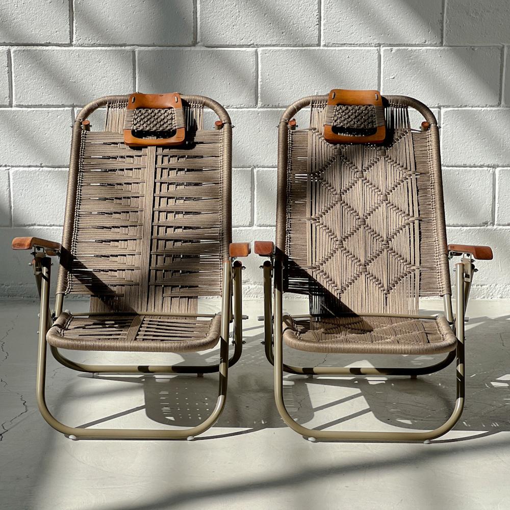 Brazilian Couple Beach chaise chair Japú - Trama 2 and 5 - Outdoor area - Dengô Brasil For Sale