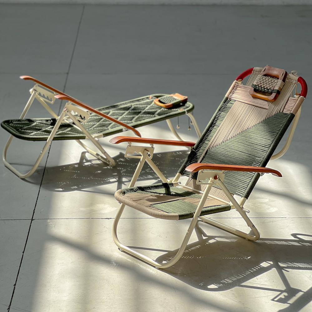 Couple Beach chaise chair Japú - Trama 2 and 7 - Outdoor area - Dengô Brasil In New Condition For Sale In Caçapava, SP