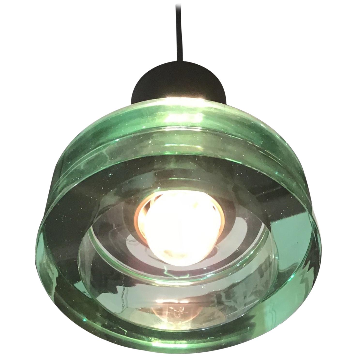 Coppia di lampadari Seguso in ottone e murano, 1960 in vendita