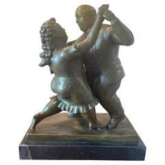 Couple Dancing, Signed Reproduction by Fernando Botero Bronze