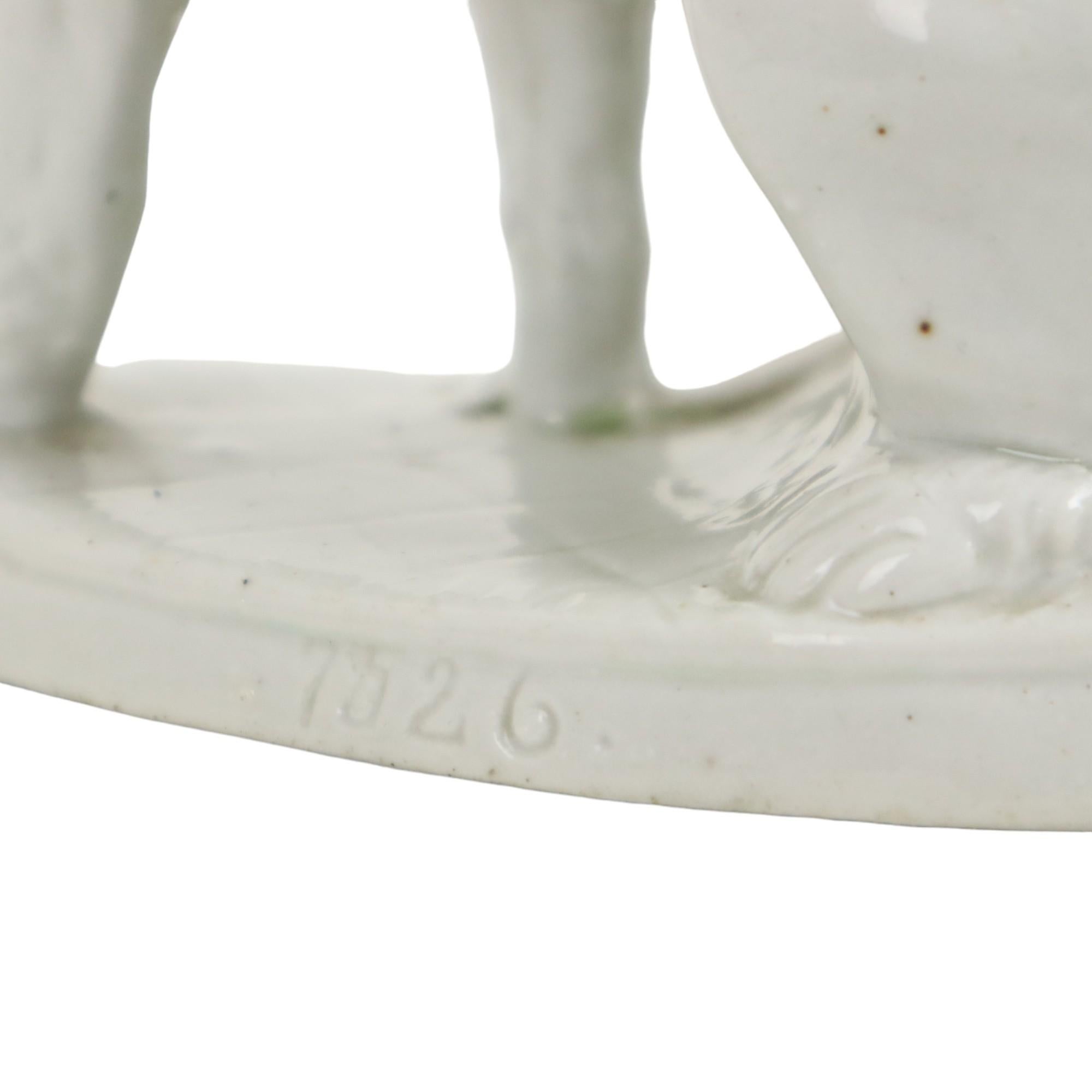 Glazed Couple Dogs Poodle Statues Porcelain 19th Century Art Nouveau Germany For Sale