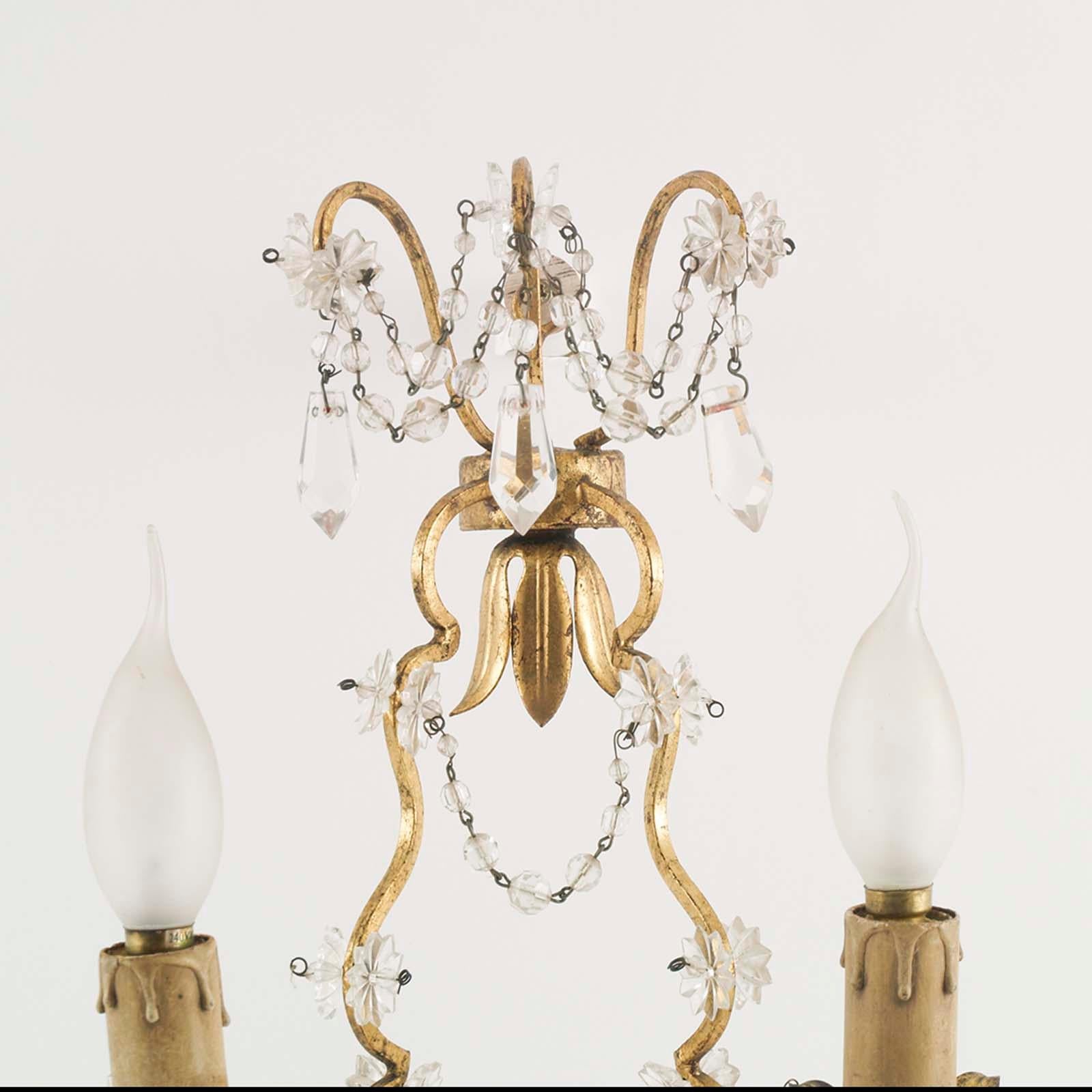 Austrian Pair Early 20th Century Maria Teresa Sconce Swarovsky Beaded from Wien For Sale