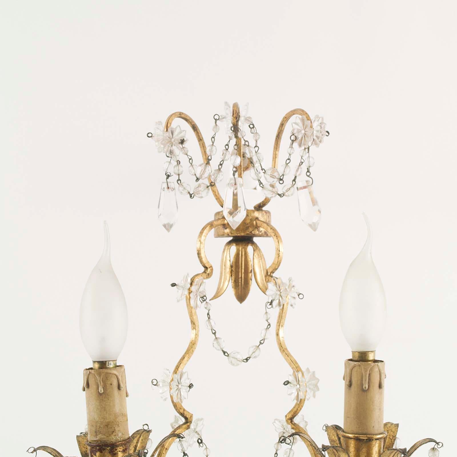 Pair Early 20th Century Maria Teresa Sconce Swarovsky Beaded from Wien In Good Condition For Sale In Vigonza, Padua