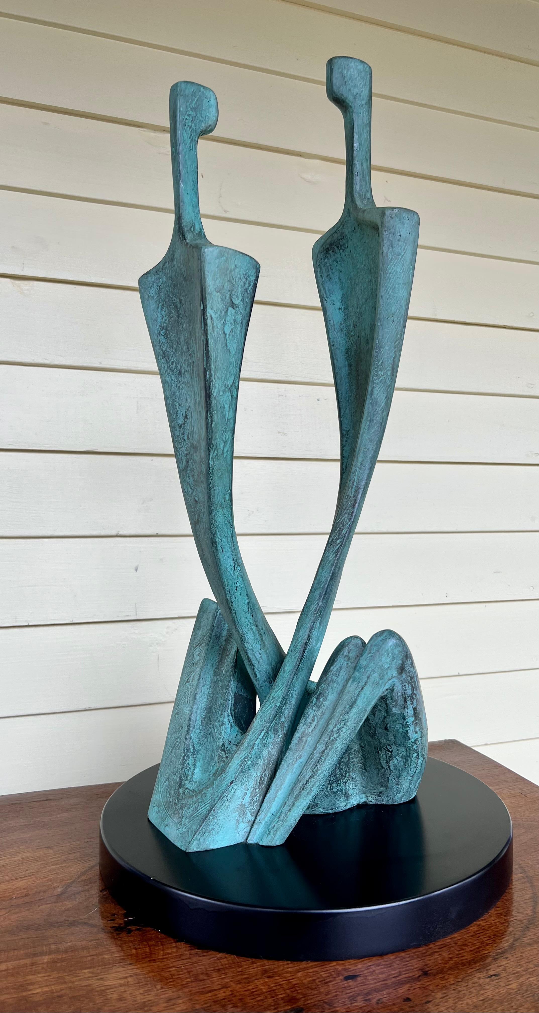 Bronze sculpture of a couple, signed on the leg.

Itzik Benshalom, the man and the artist, is larger than life, an artistic Israeli with a remarkably gentle disposition. Born in Hadera, Israel, in 1945, Benshalom has had no formal art training,