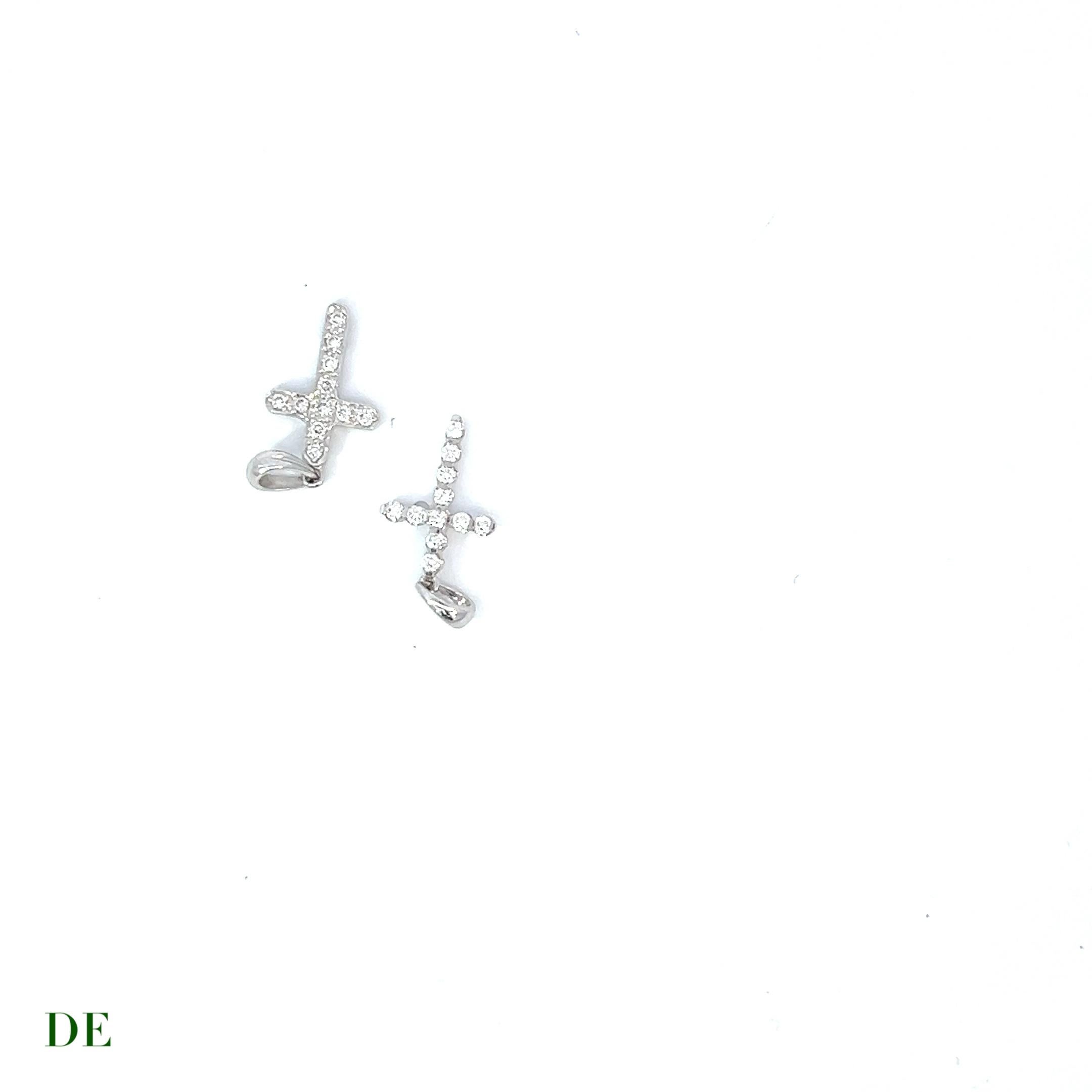 Brilliant Cut Couple Family Cross Collection - 2 pcs of 18k Gold Classic Cross with Diamonds 