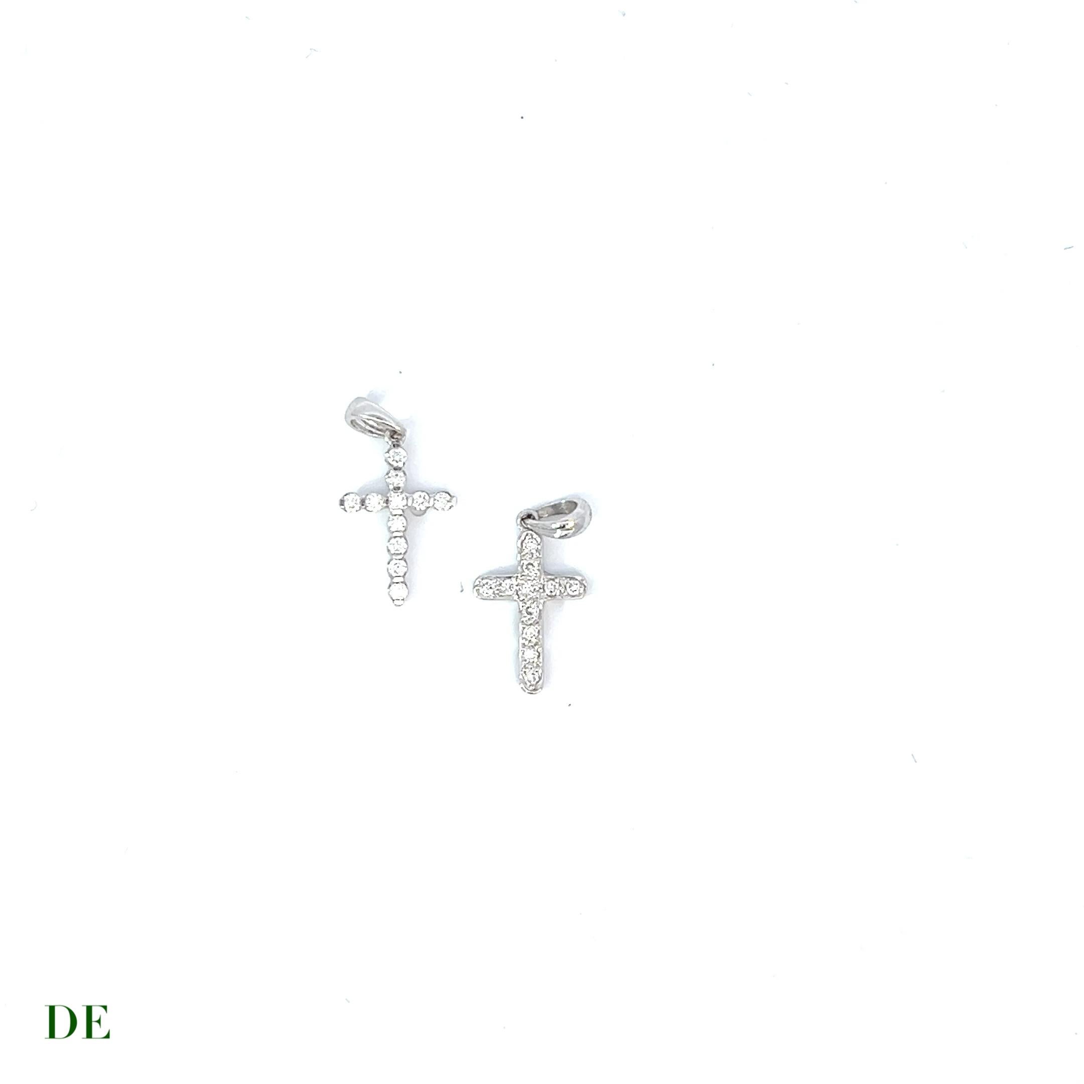 Women's or Men's Couple Family Cross Collection - 2 pcs of 18k Gold Classic Cross with Diamonds 