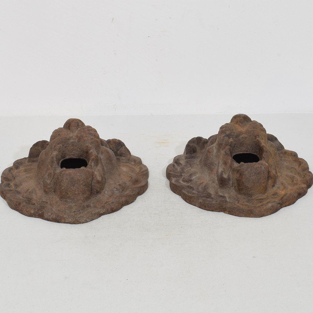 Couple de têtes de fontaine Lion en fonte française du 19e siècle en vente 8