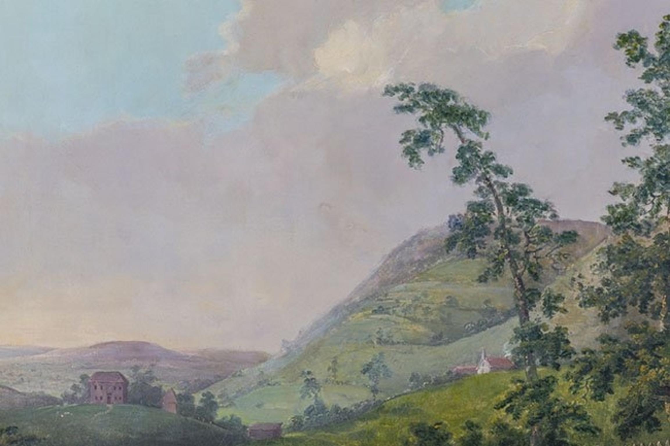 Couple in Romantic Landscape, Oil on Canvas by Joseph Farington For Sale 2