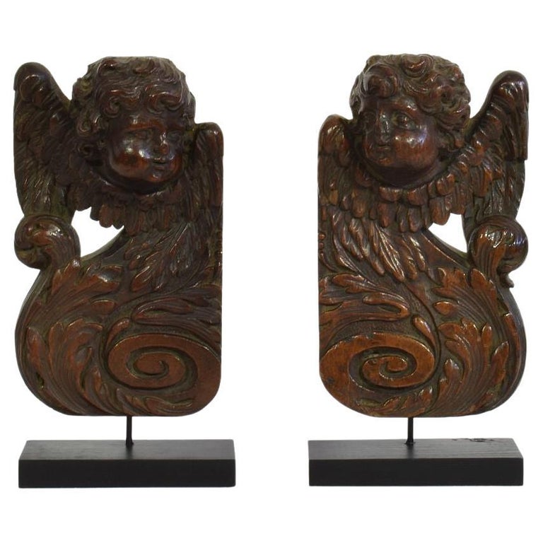 Couple of 17th/ 18th Century French Baroque Wooden Ornaments with ...