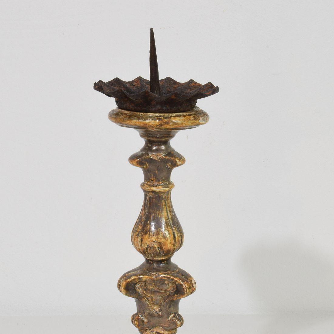 Couple of 18th Century Italian Baroque Silvered Candlesticks 9