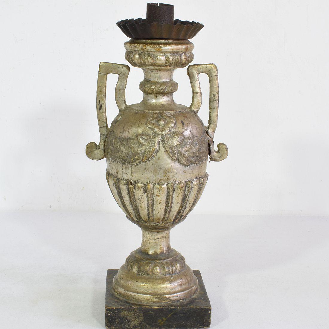 Couple of 18th Century Italian Neoclassical Silvered Candlesticks 7