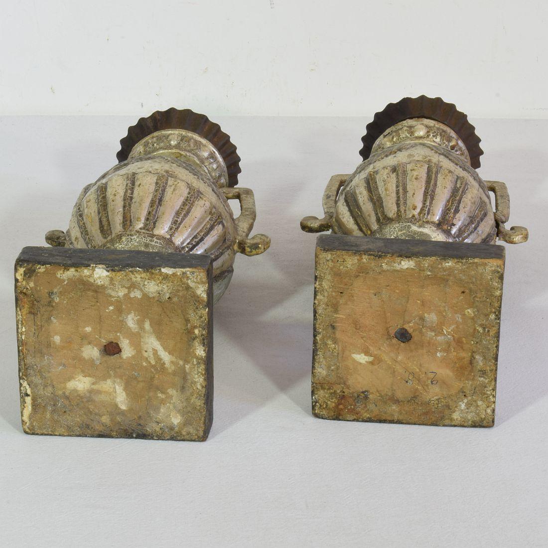 Couple of 18th Century Italian Neoclassical Silvered Candlesticks For Sale 14