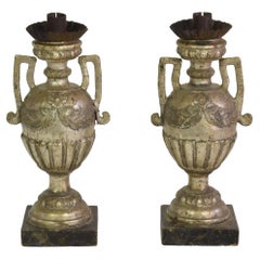 Couple of 18th Century Italian Neoclassical Silvered Candlesticks