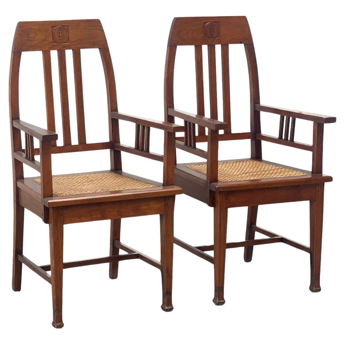 Couple of 1940's Amsterdamse school easy chairs For Sale