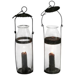 Antique Couple of 19th Century French Glass Lanterns