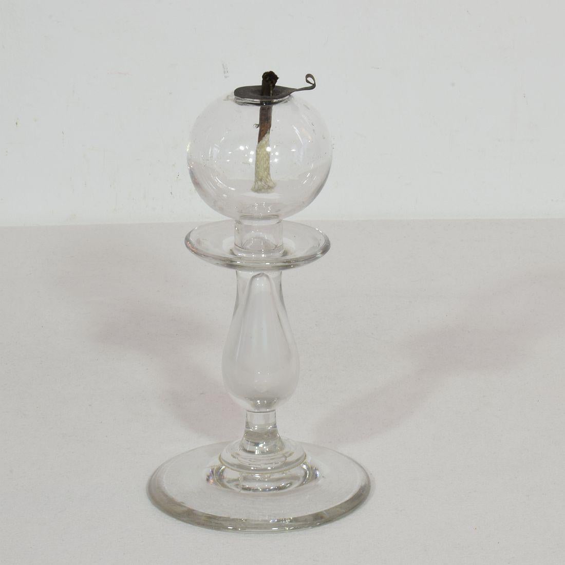 Couple of 19th Century French Glass Weaver Oil Lamps 5