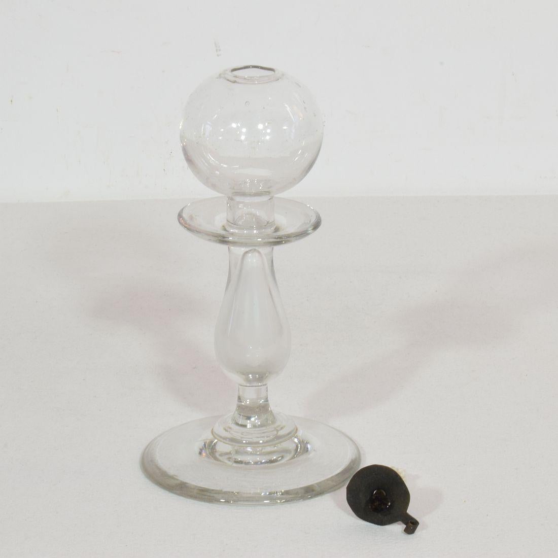 Couple of 19th Century French Glass Weaver Oil Lamps 6