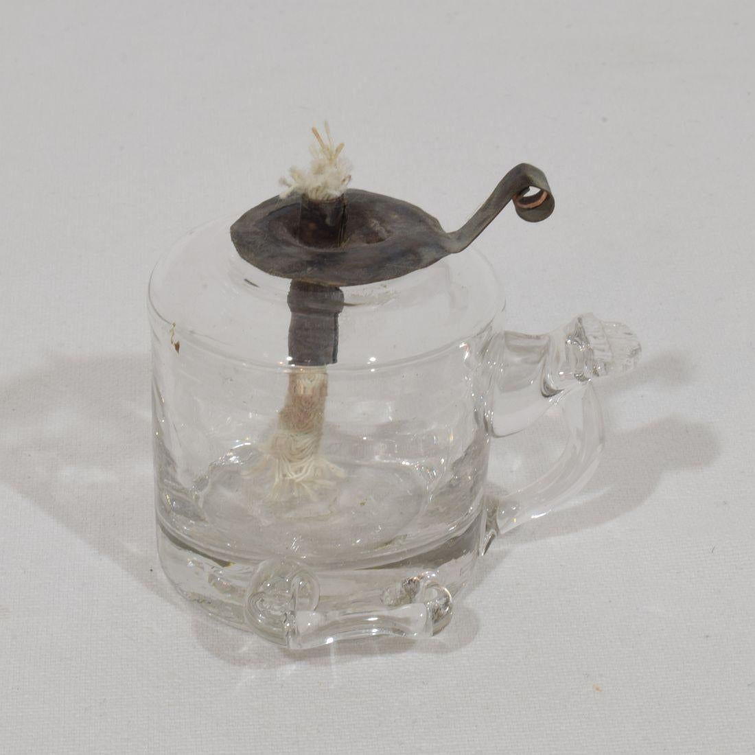 Paar französische Glasweber-Öllampen aus dem 19. im Angebot 3