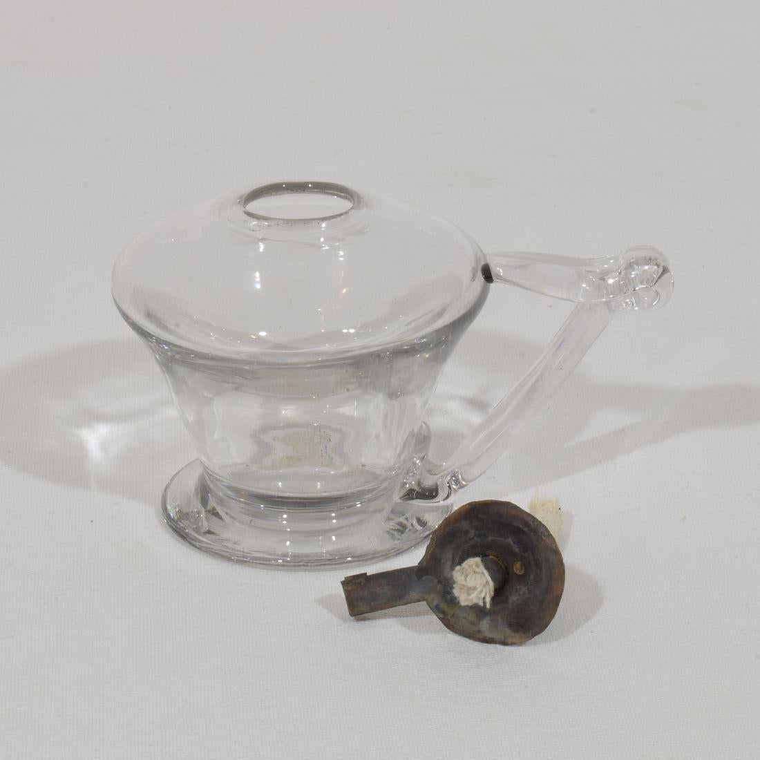 Paar französische Glasweber-Öllampen aus dem 19. (Französisch) im Angebot