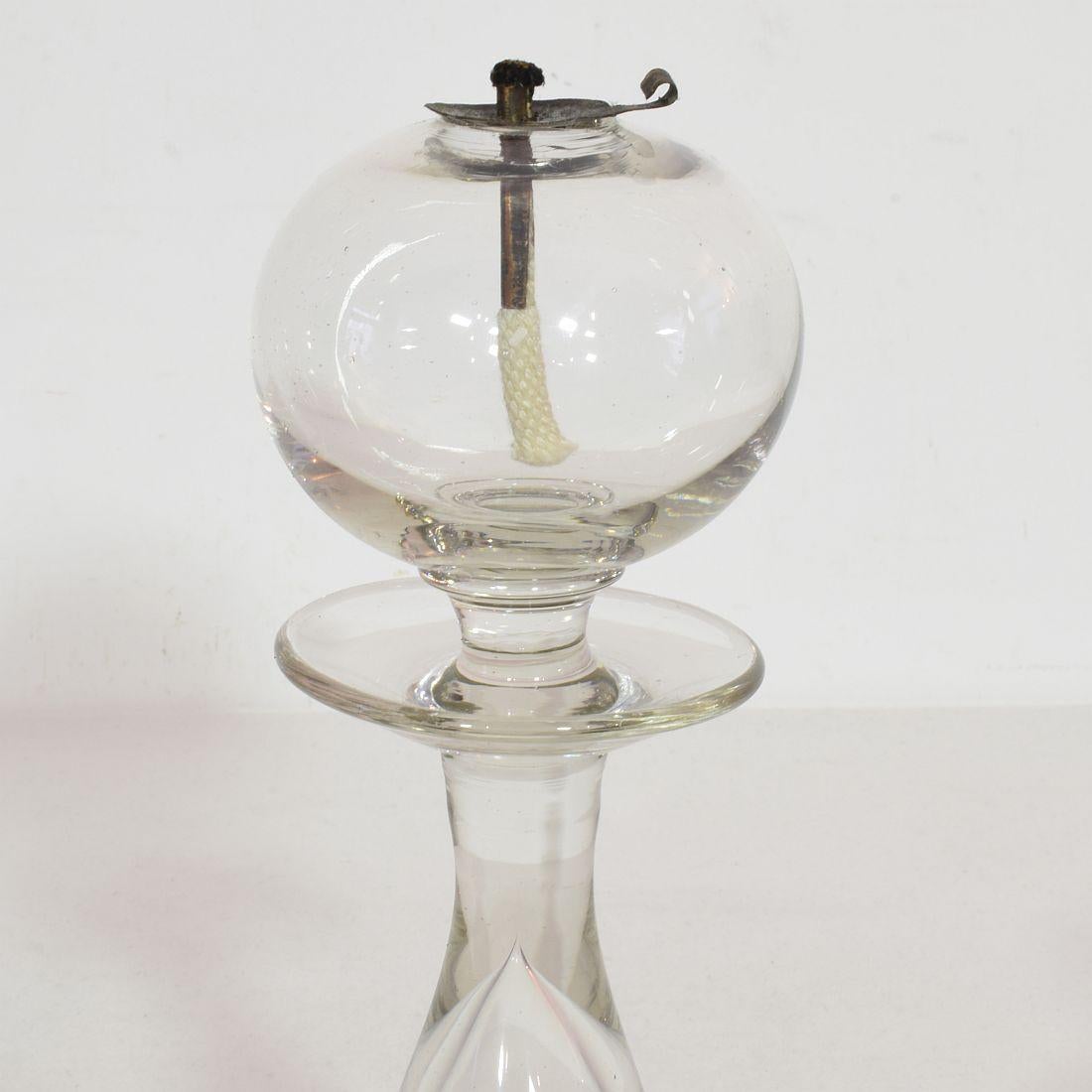 Couple of 19th Century French Glass Weaver Oil Lamps 2