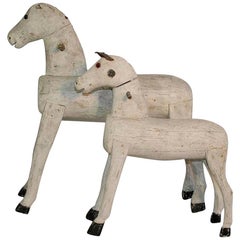 Couple of 19th Century French Painted Wooden Horses