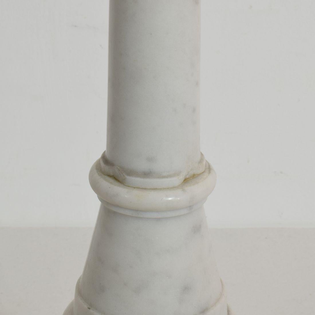 Couple of 19th Century French White Marble Candlesticks 8