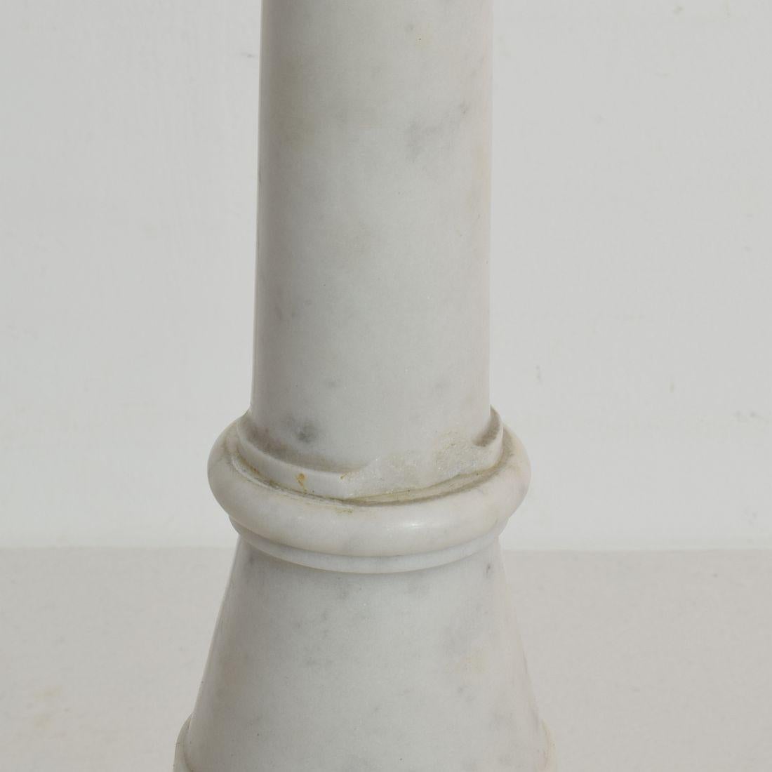 Couple of 19th Century French White Marble Candlesticks 9