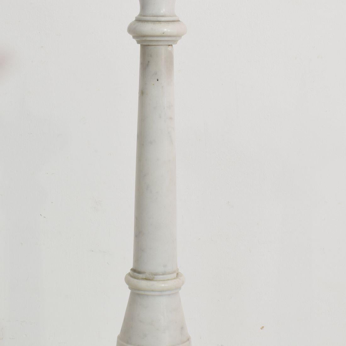 Couple of 19th Century French White Marble Candlesticks 5