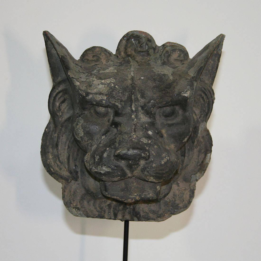 Couple of 19th Century, French Zinc Lion Head Fragments 10